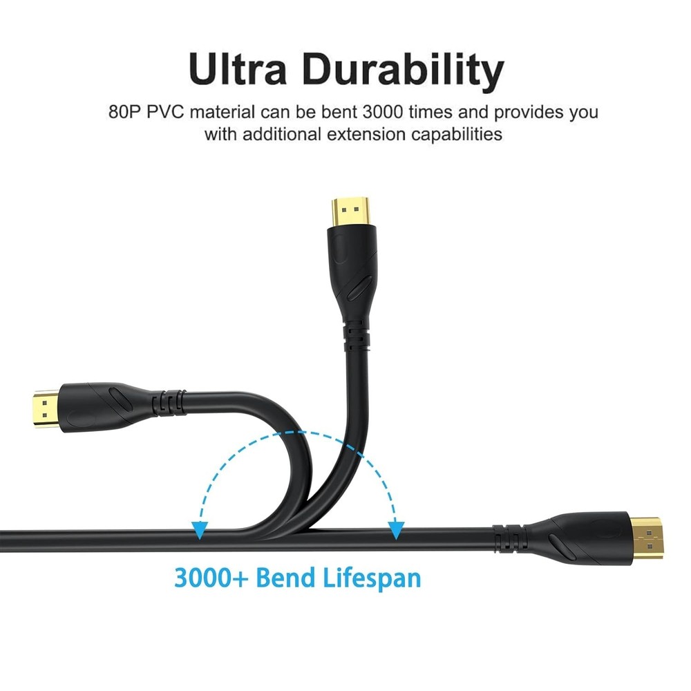 6ft HDMI 2.1 Cable: Experience 8K & 4K Quality with Ultra-Fast Data Transfer