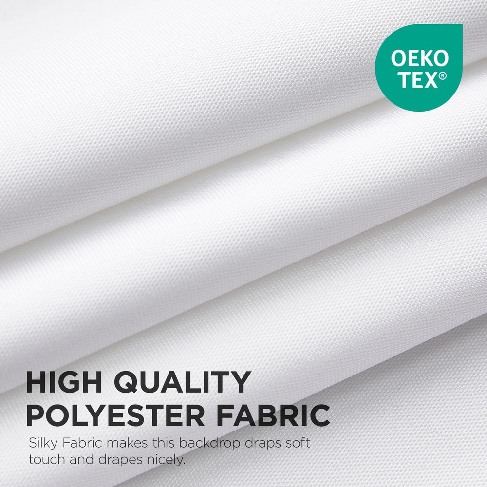 White Curtains Backdrop for Wedding 2 Panels 5ftx10ft Wrinkle Free Drape