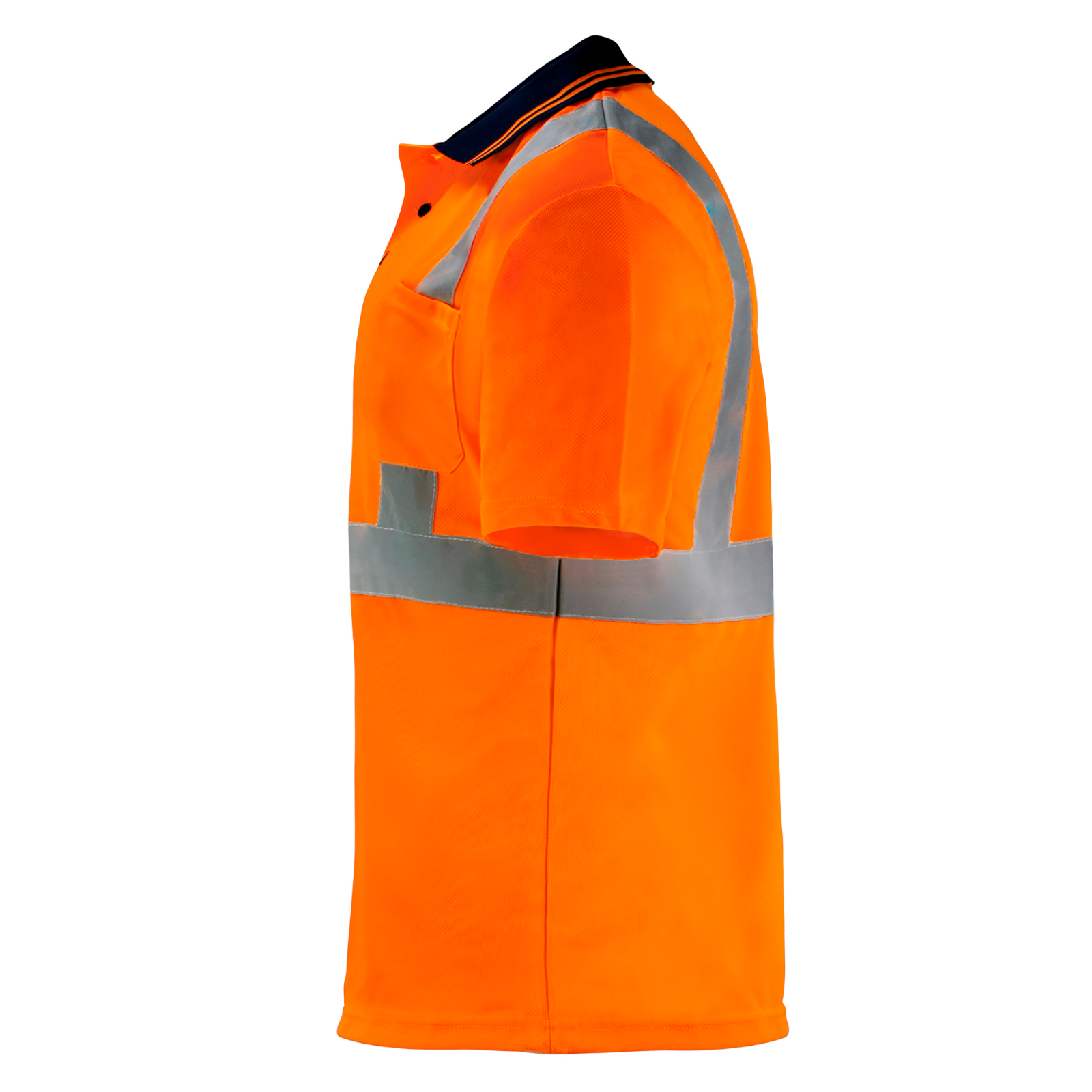 5 Pack Hi-Vis Orange Safety Workwear Polo Shirts Reflective Tape