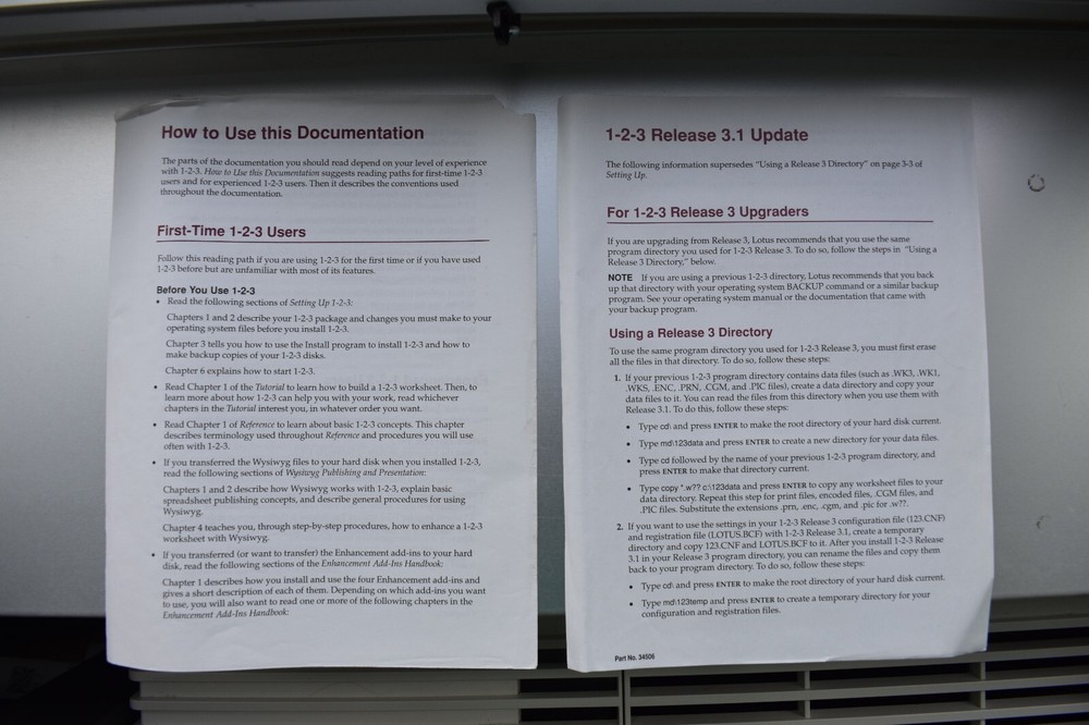 Lotus 123 for DOS Release 3.1+