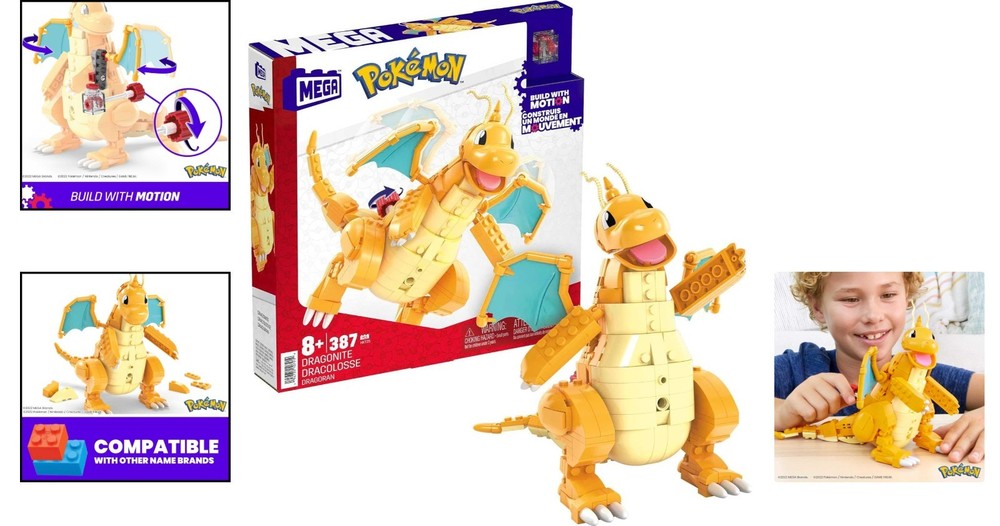Educational Mega Pokémon Building Set Dragonite with Movement Feature