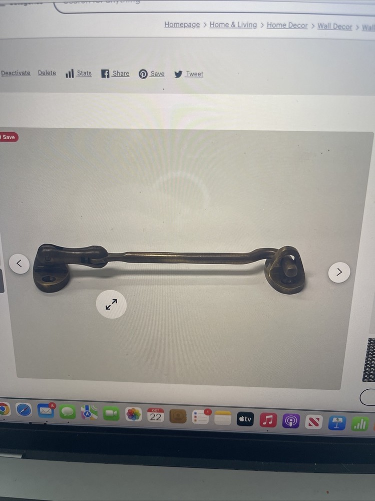 Solid Antique Brass 4 Hook And Eye Lock