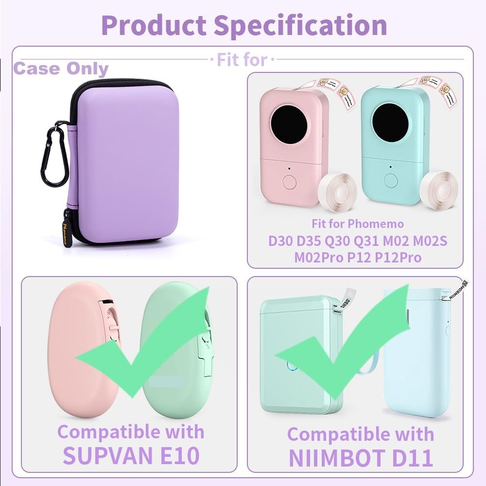 Phomemo D30 D35 Label Maker Machine Case Compatible with NiiMbot D11 D110 SUPVAN