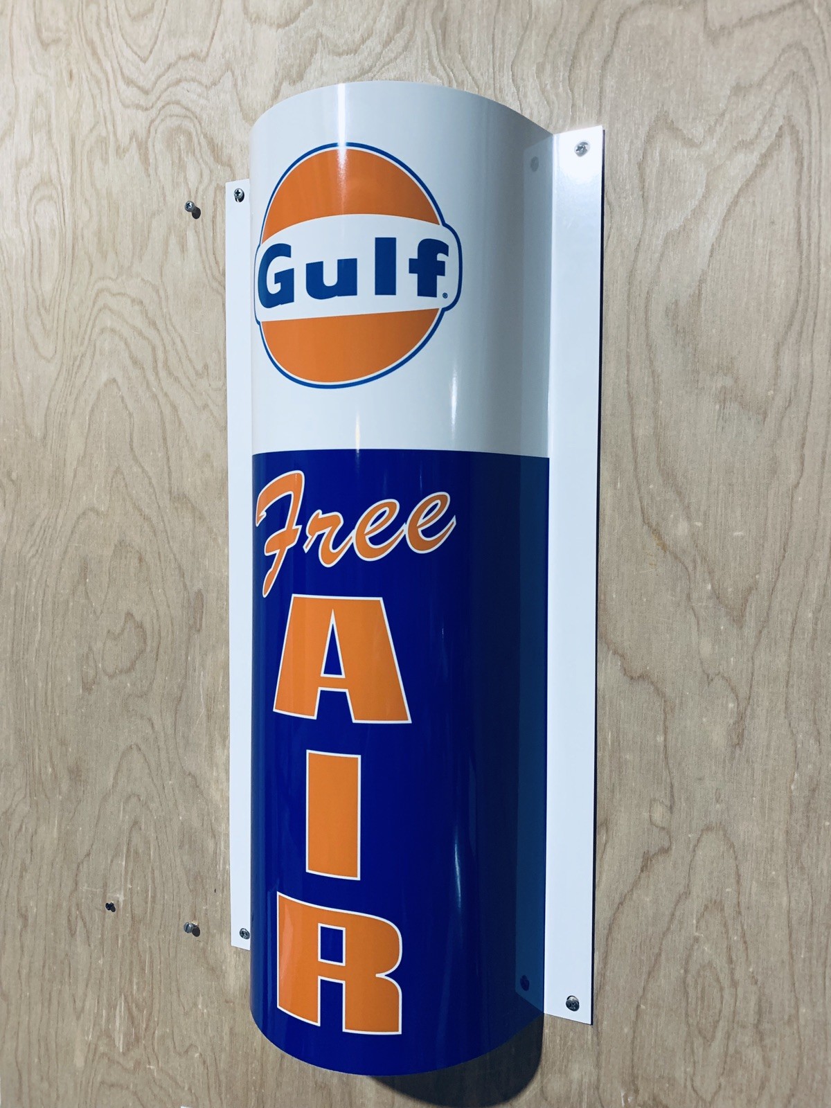 GULF Free Air Curved Metal Gasoline Gas sign Pump Oil Gasoline WOW!!!