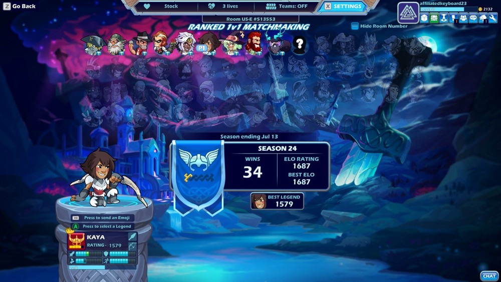 Brawlhalla Platinum Accounts (Fresh, 1600 elo)