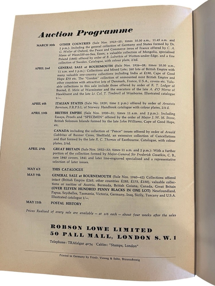 1960 Robson Lowe Mexico Auction Catalogue - Quast Hidalgo & Eagles Collection