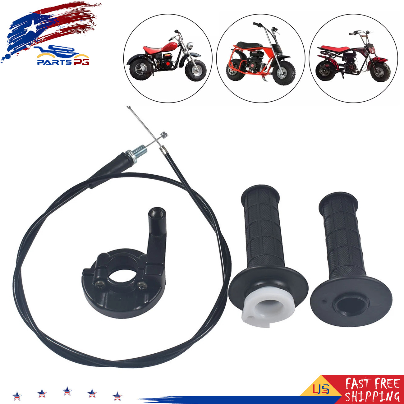 For Coleman CT200U Trail 200 Mini 196cc Bike Throttle Hand Grips Cable Clamp Kit