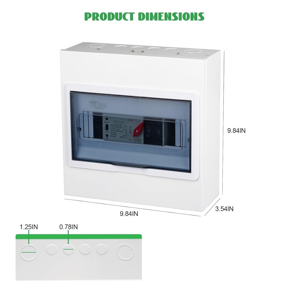 100A Automatic Transfer Switch for Home Generator - AC 220V 2 Pole ATS with CB,
