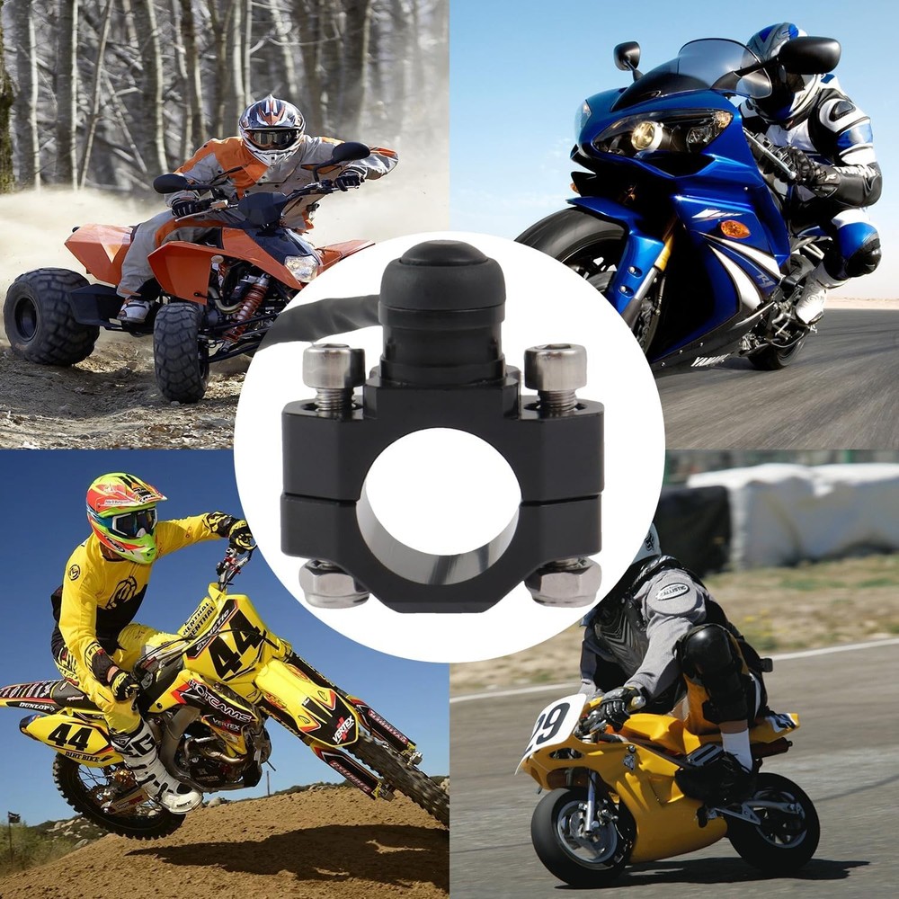 Universal Motorcycle Engine Start Stop Kill Switch with Mounting Backplate Black