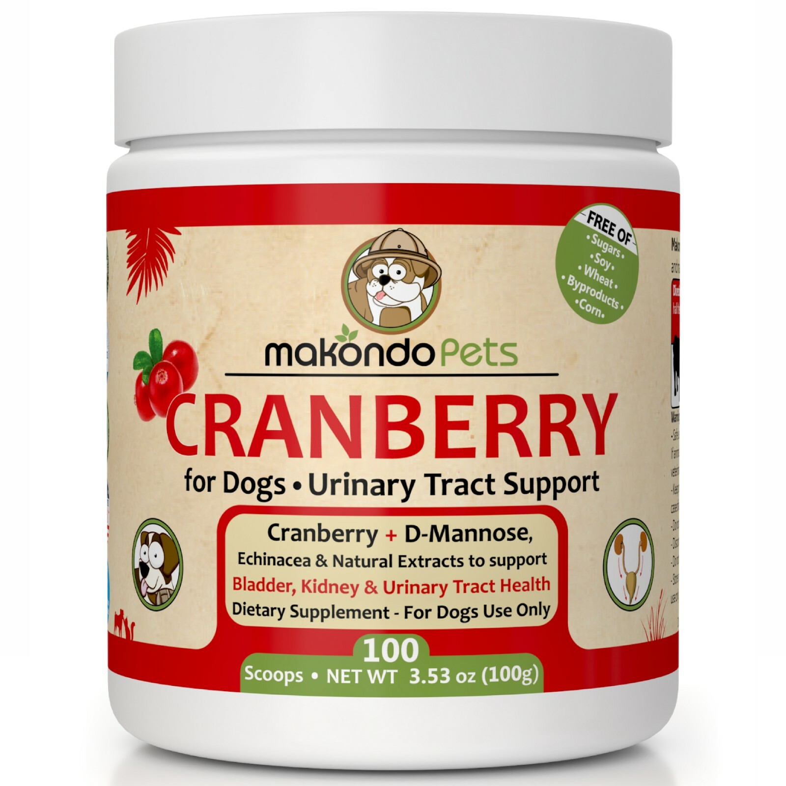 Cranberry for Dogs Powder Supplement – UTI Natural Remedy Urinary Tract Support