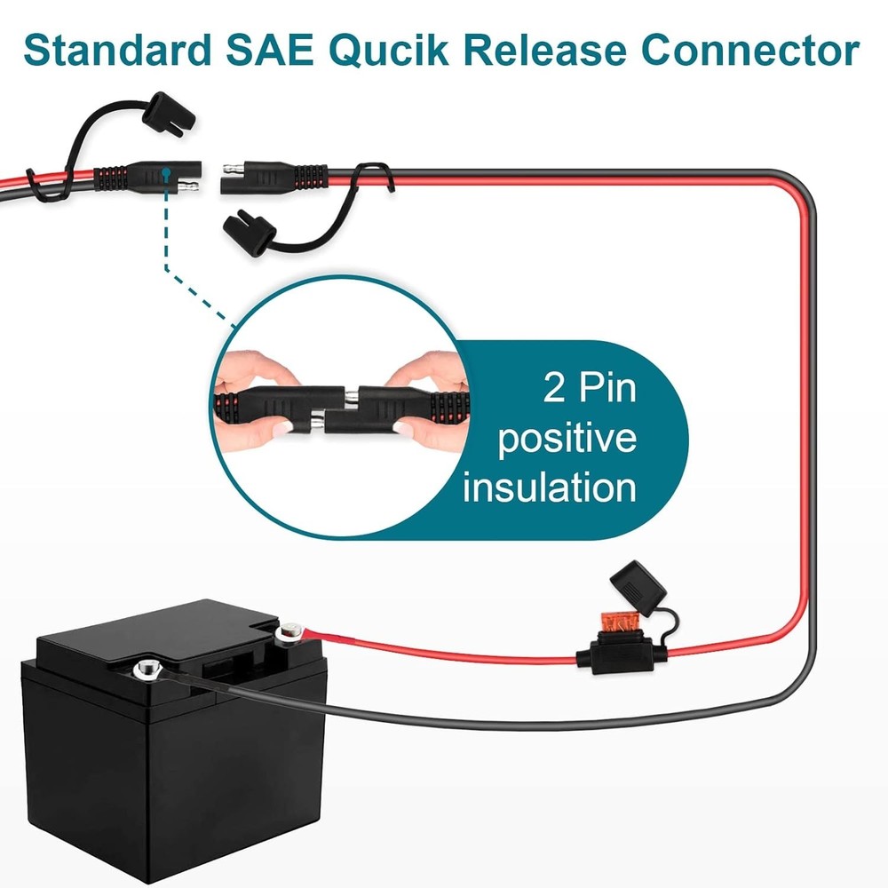 SAE Extension Cable 2FT - 16AWG with Easy Installation for Various Devices