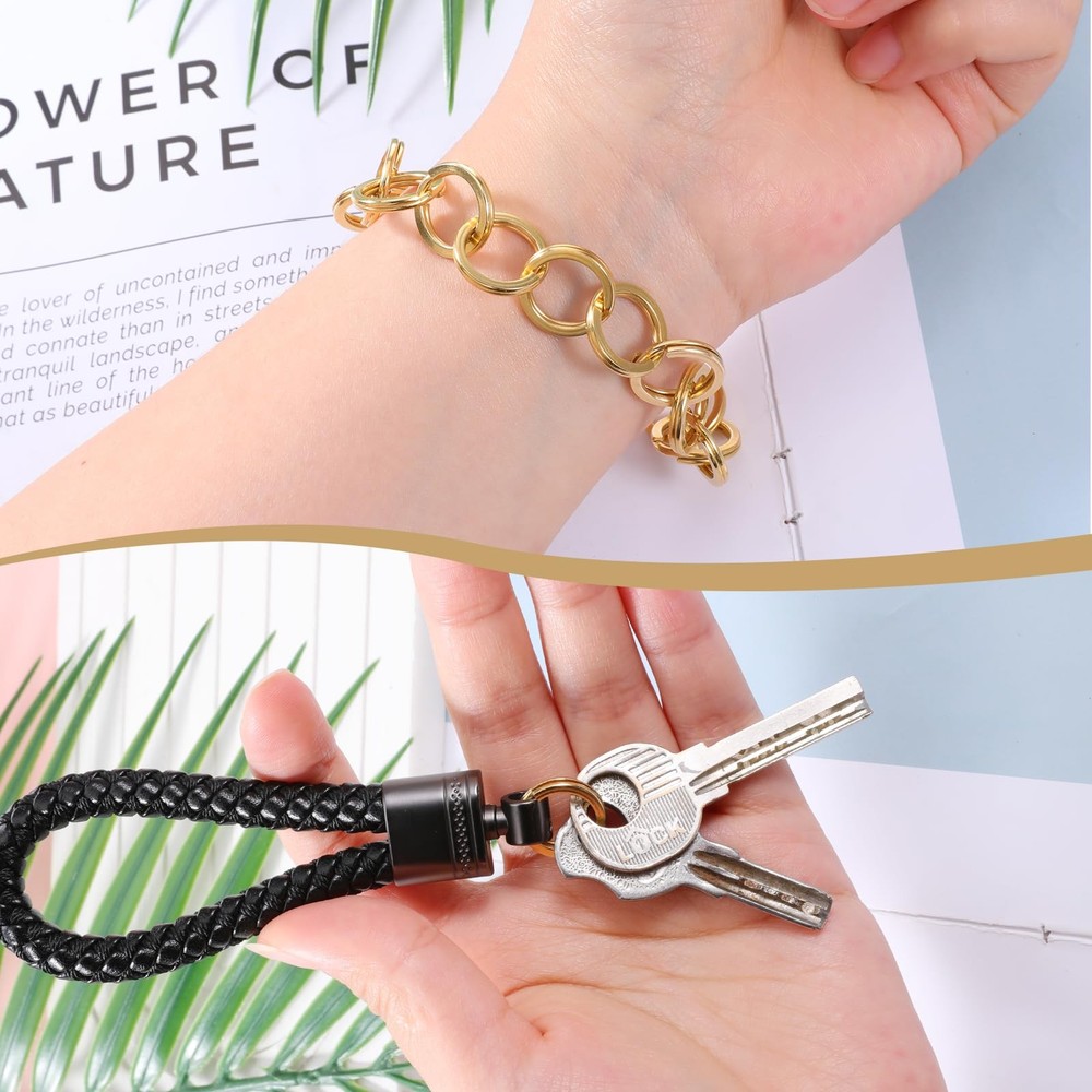 25 Pcs Brass Flat Split Key Rings, 0.59 Inch 15 mm Diameter Round Split Keych...