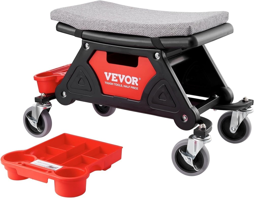 Comfortable Mechanic Stool with Effortless Gliding Wheels and Tool Organization
