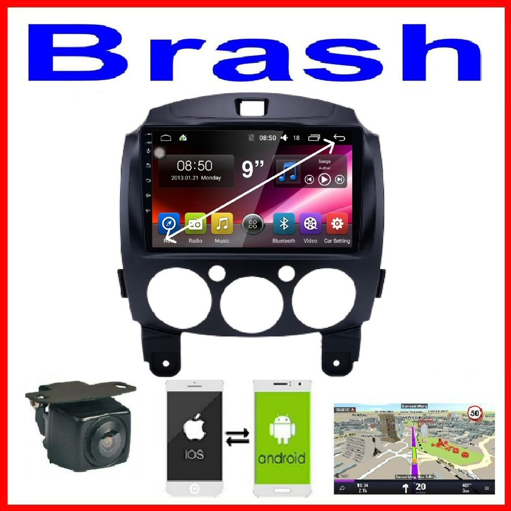 MAZDA 2 2007-14 GPS WIRELESS APPLE CARPLAY ANDROID AUTO CAMERA ODB DAB+ TPMS DVR
