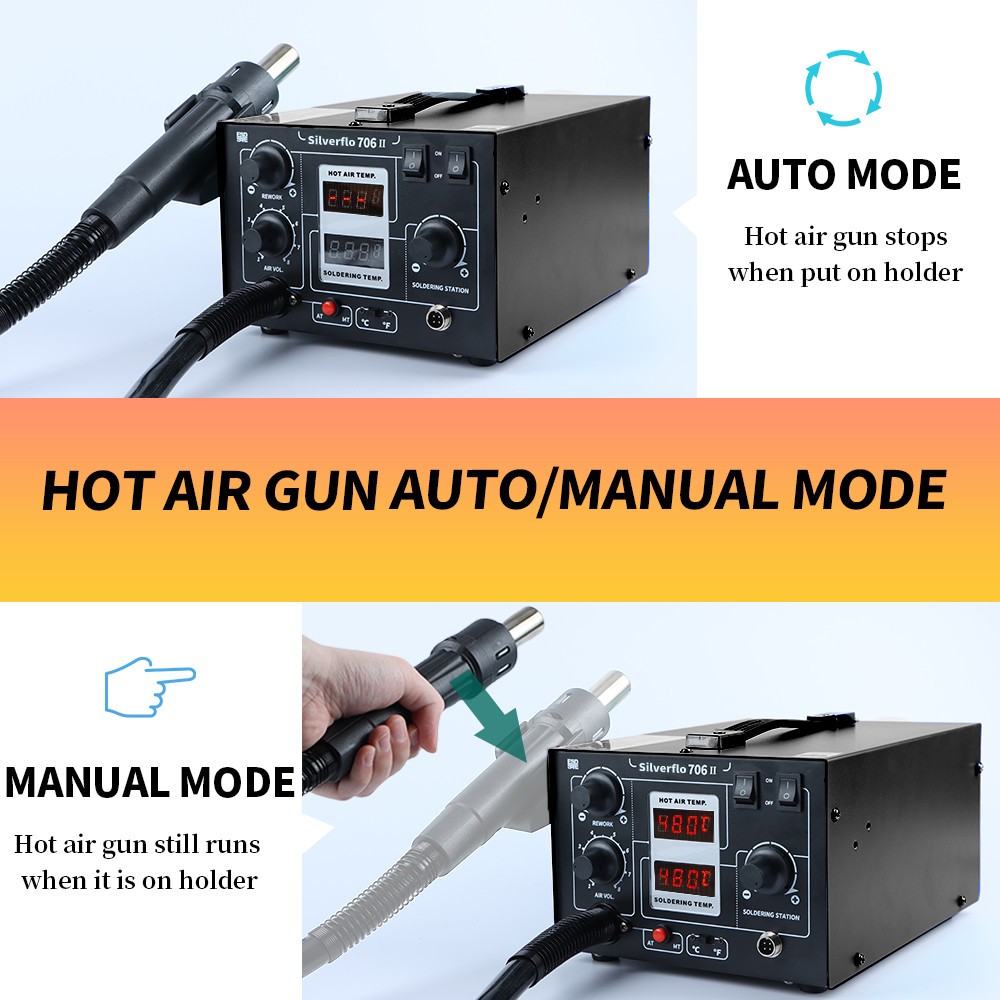 670W 706-II Soldering Station T12 2 in 1 LCD Hot Air Rapid Heating Welding Tools