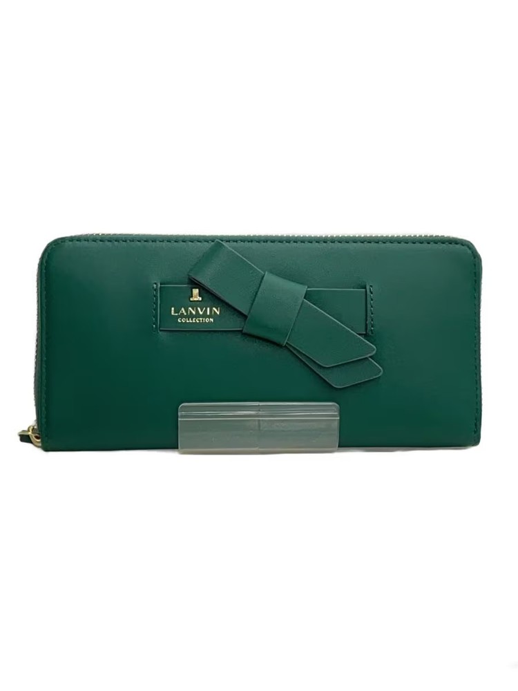 LANVIN Leather Long Wallet, GRN, Women's