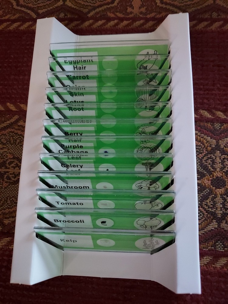 Two 12 Pcs Prepared Microscope Slide Boxes - Professional Type - Plants