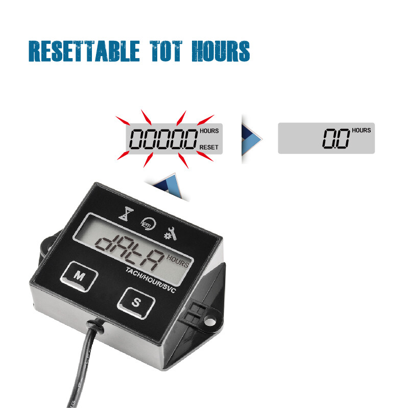 Digital Hour Meter Tachometer Maintenance Reminder User Shutdown For Lawn Mower