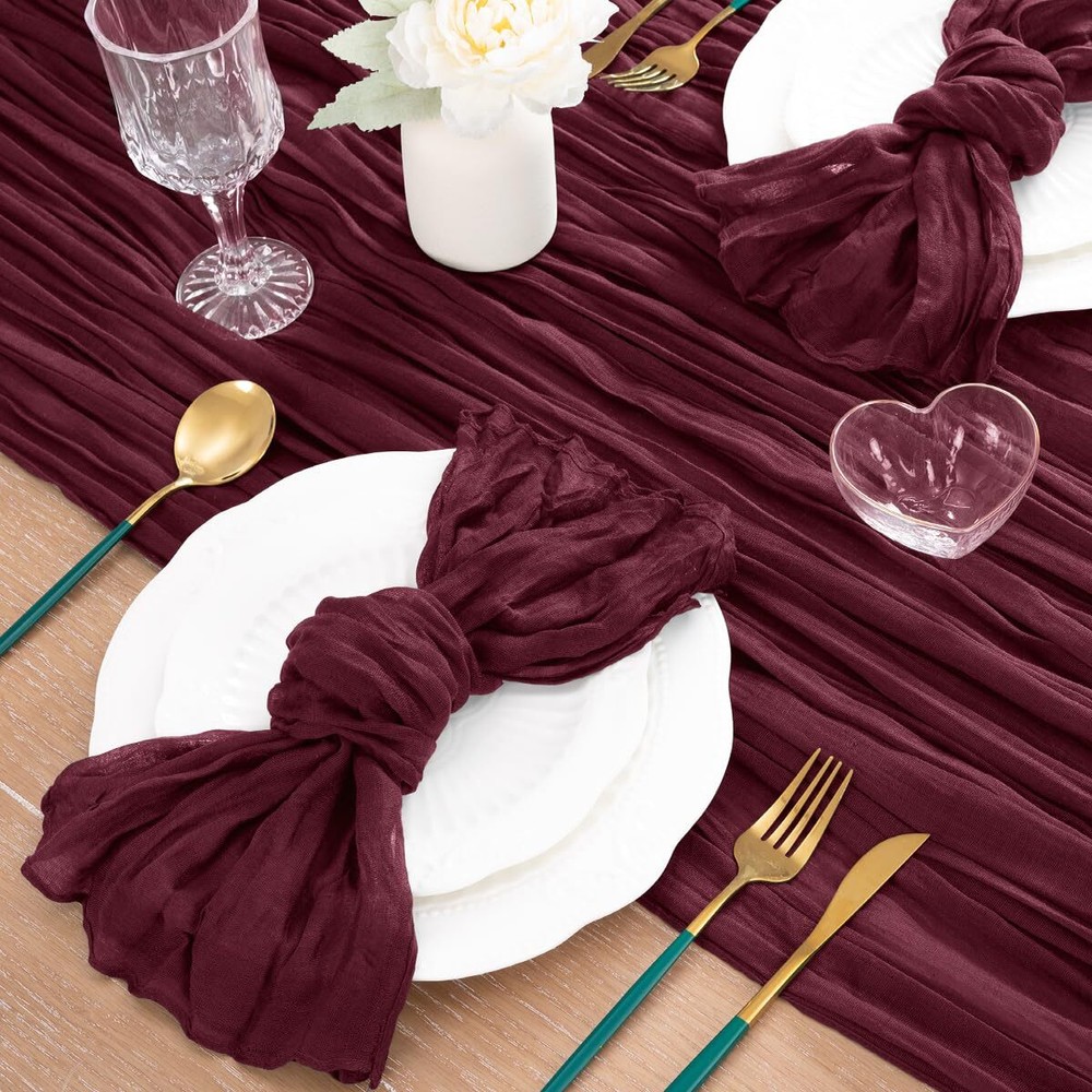 Halloween Burgundy Table Runner Cheesecloth Table Runner 10ft Gauze Rustic Fa...