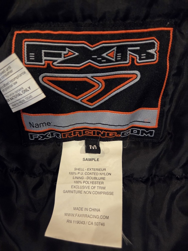 Y2K FXR Snowmobile Racing Jacket Medium Black white sample model rare.