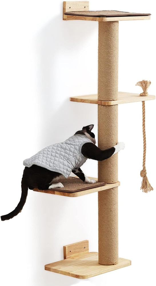 Cat Scratching Activity Tree Wall Mounted, 50 Inch Cats Scratch Post, with Kitte