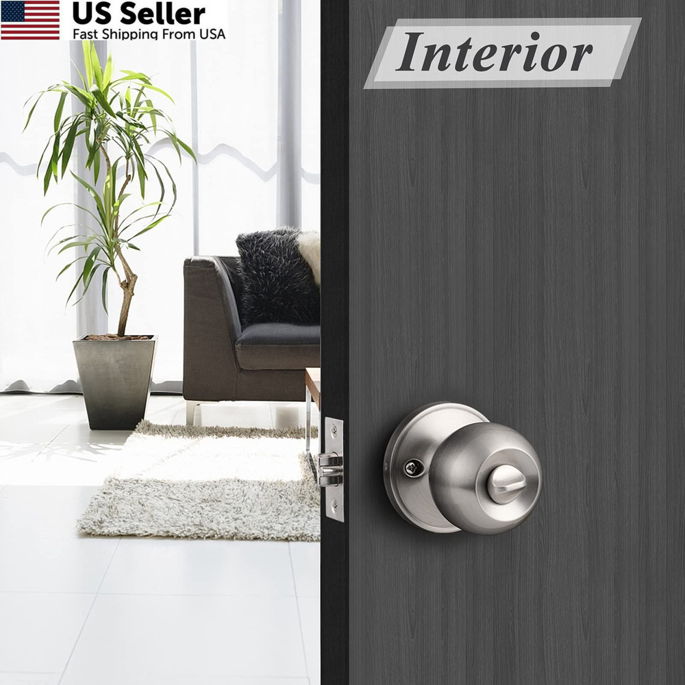 Probrico (2 Pack Keyed Alike Door Knobs Combo Pack, Brushed Nickel Ball...