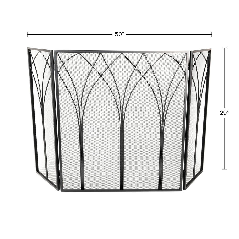 Fireplace Screen 3 Panel Fireplace Gate Protective Mesh Fireplace Covers, Black