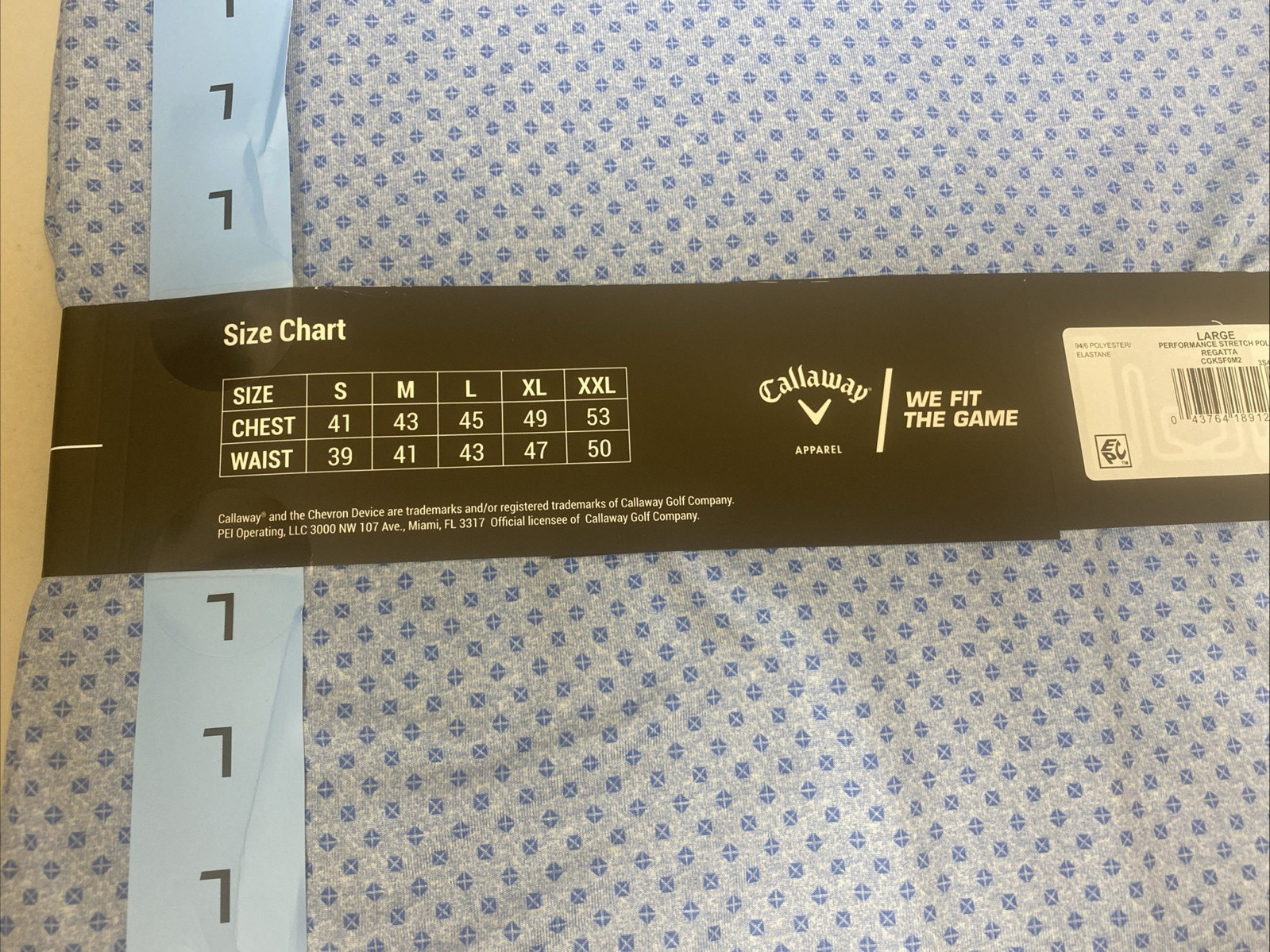 Callaway Men's Performance Stretch Polo Shirt New with Tags