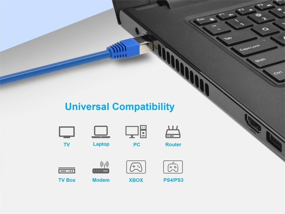 Cat6A 100ft Blue Patch Cable Double Shielded (S/FTP) 100 Feet,