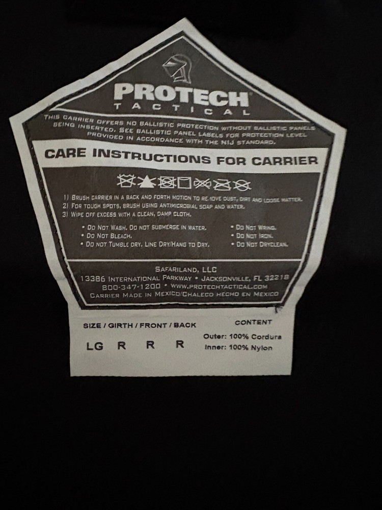 PROTECH UltraComp Armor Carrier Tactical Green Large Webless Laser Cut MOLLE