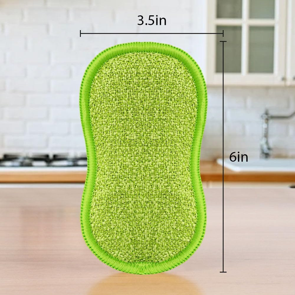 12 Pack Multi-Purpose Scrub Sponges for Kitchen by Non-Scratch Microfiber Spong