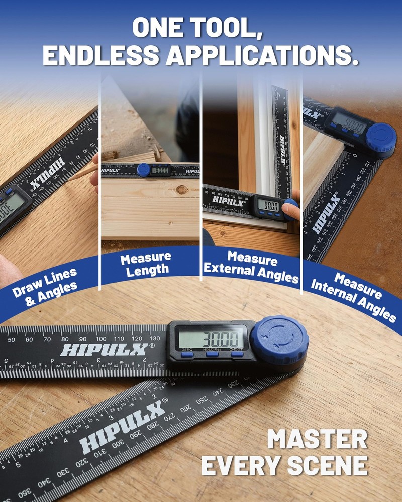 HIPULX Digital Angle Finder Tool, 7 Inch Digital Protractor with LCD Display,...
