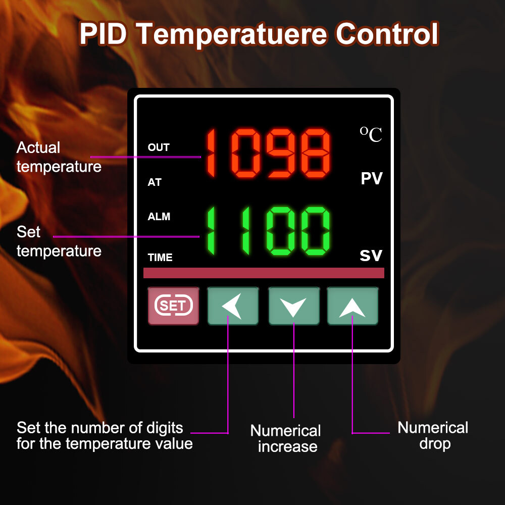 TOAUTO 3KG Digital Metal Melting Furnace kit Smelter Refining w/ 75ml Ingot Mold