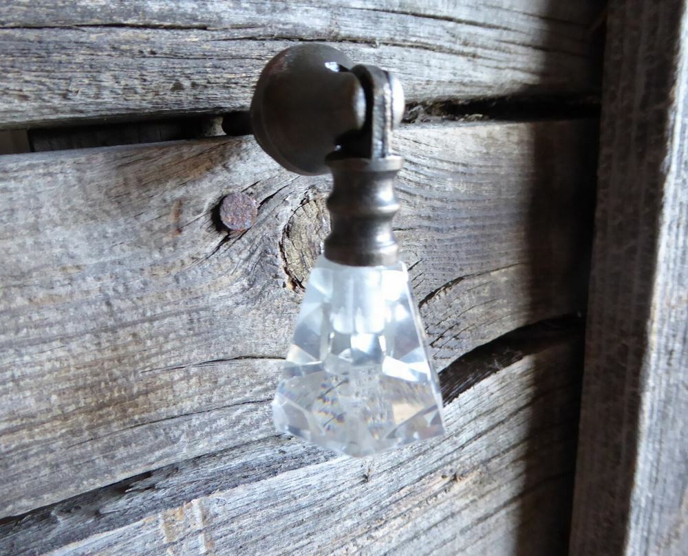 Antique Clear Glass Brass Threaded Brass Ferrule Cabinet Drawer Knobs Pull screw