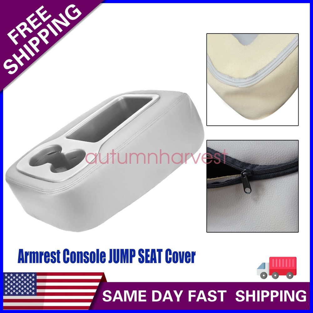 Leather Armrest Console JUMP SEAT Cover For 07-13 Chevy Silverado 1500 Gray