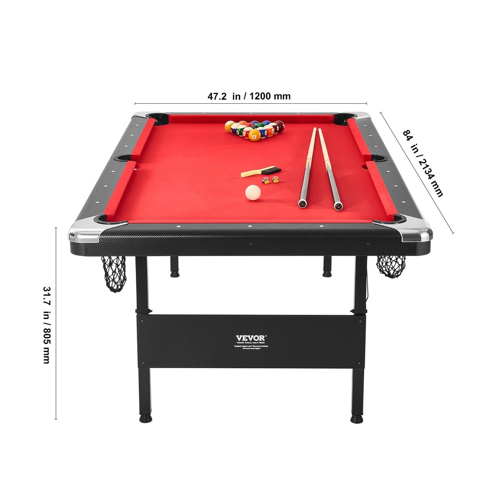 Portable Billiard Table 6.3 7ft Foldable Space Saving Pool Table Set Game Indoor