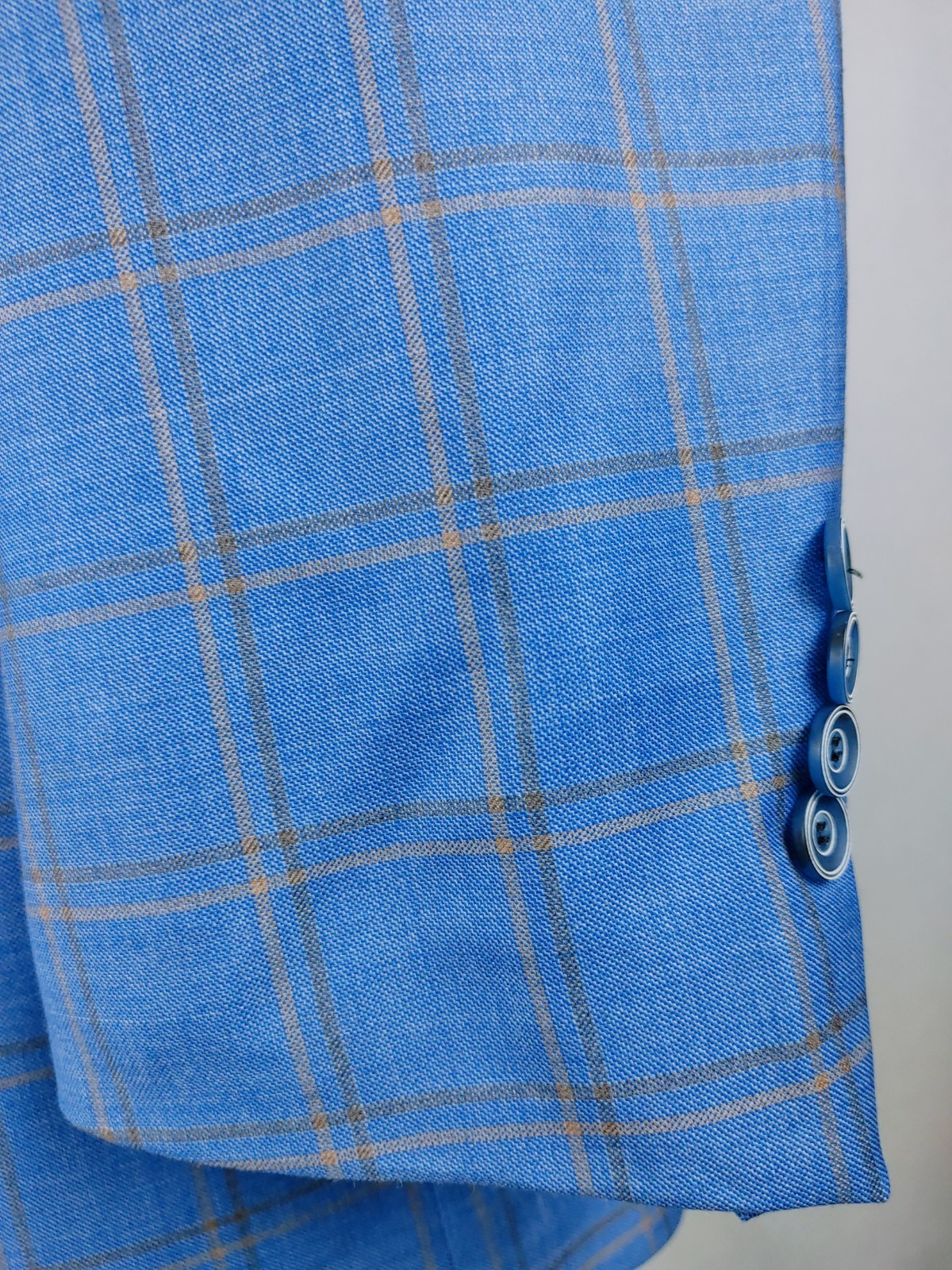 Hart Schaffner Marx Blazer Men 42S Plaid Royal Light Blue Sport Coat Jacket Wool