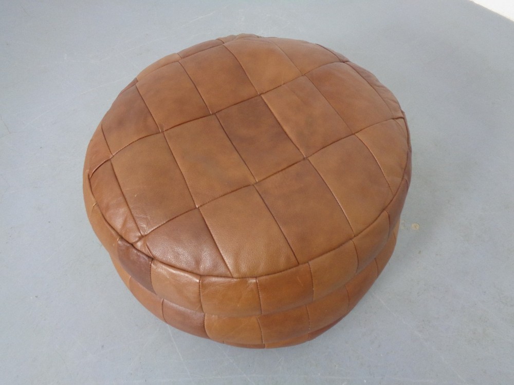 Vintage Patchwork Leather Footstool 60S