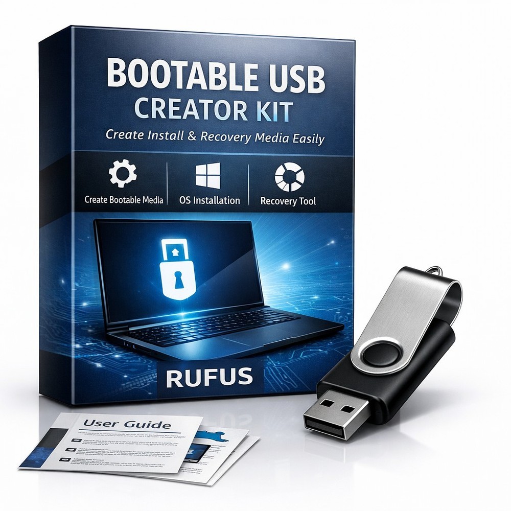 Bootable USB Creator Kit w/ Guide | Create Install & Recovery Media Tool