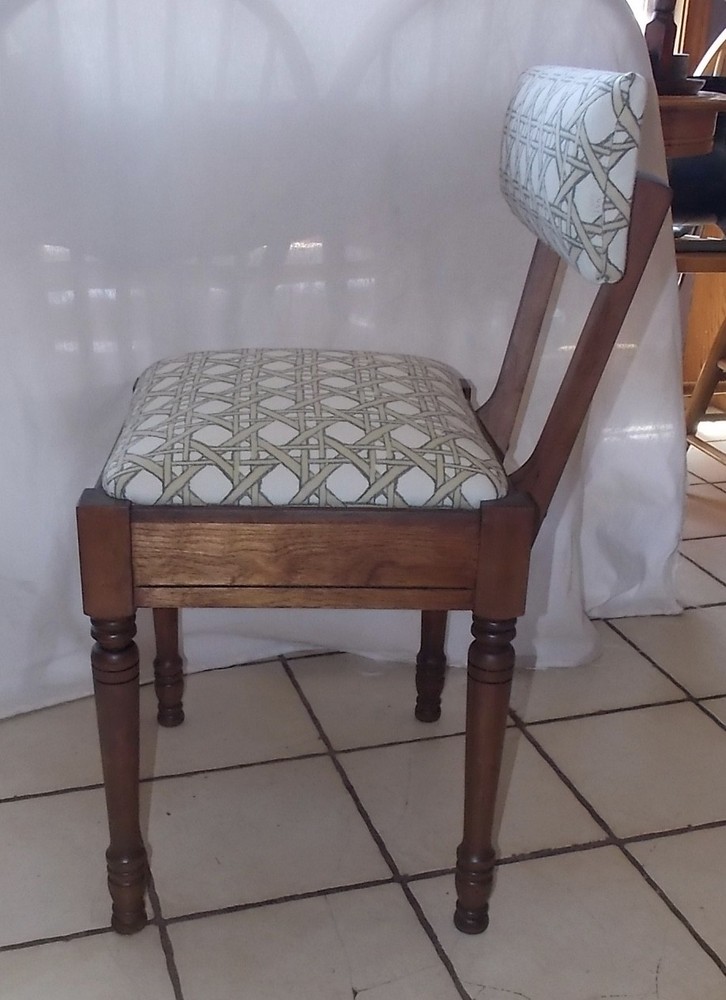 Solid Walnut Sewing Chair with Lift Seat / Vanity Bench (VB-16)