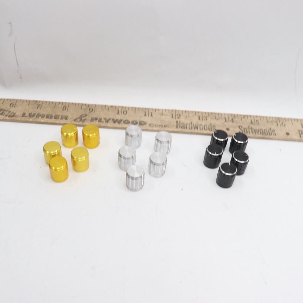 (15-Pk) Rotary Encoder Knobs Silver/Black/Gold