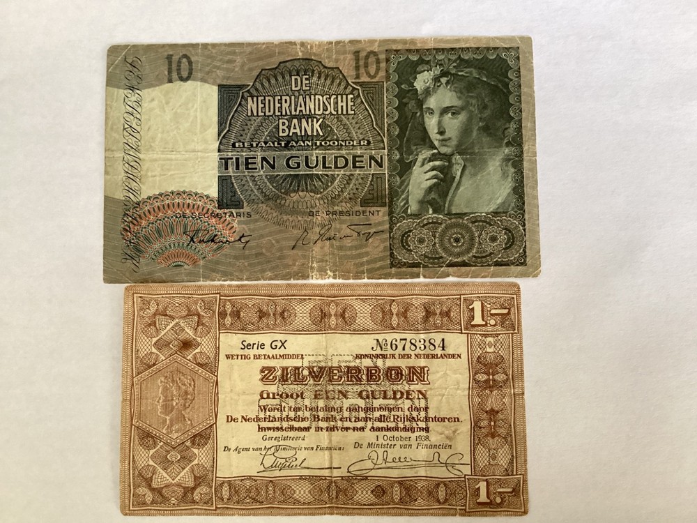 Netherlands Bank Notes 1 & 10 Gulden