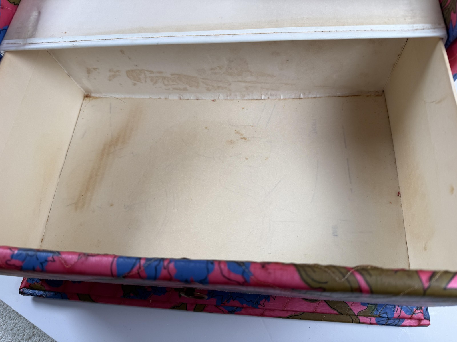 Vintage Sewing Box Kit Pink Floral Portable Sewing Case Box Organizer 60's