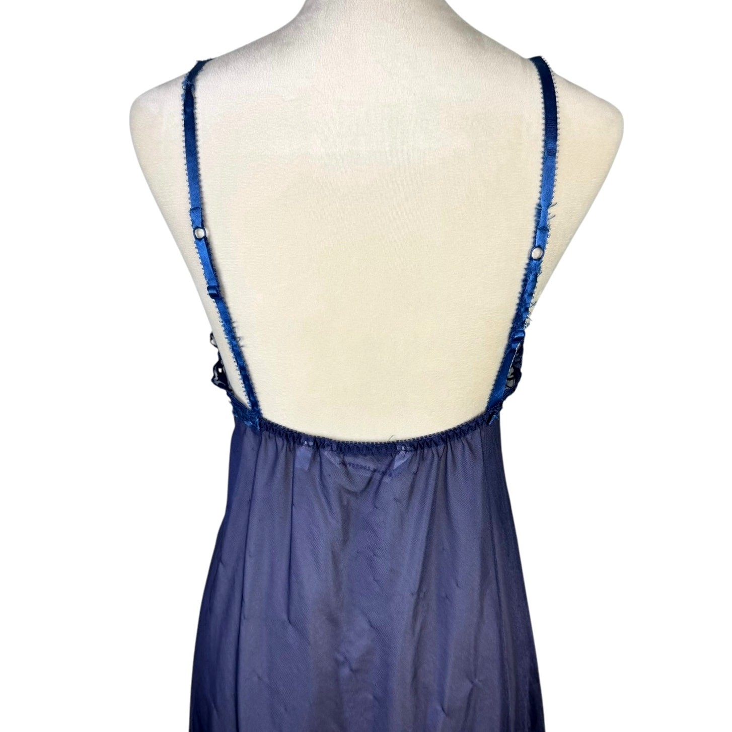 Victorias Secret M Blue Sheer Floral Embroidered Ribbon Trim Lacy Lingerie Top