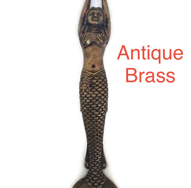 brass 15" inch Large version old style Mermaid solid hollow brass GRAB handle