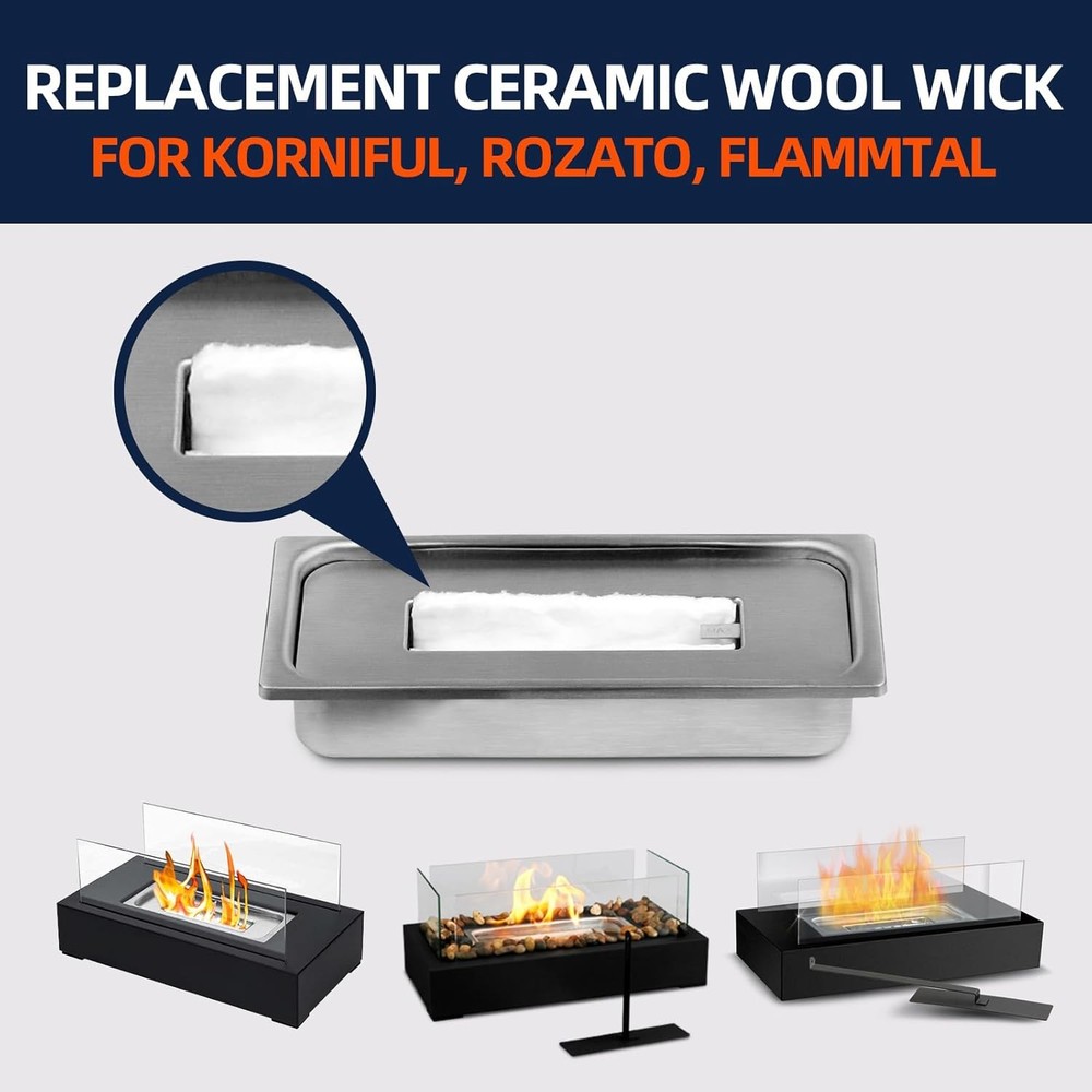 24 pcs Tabletop Fire Pit Ceramic Wool Wick to Extend Burning Time,Table Top Fire