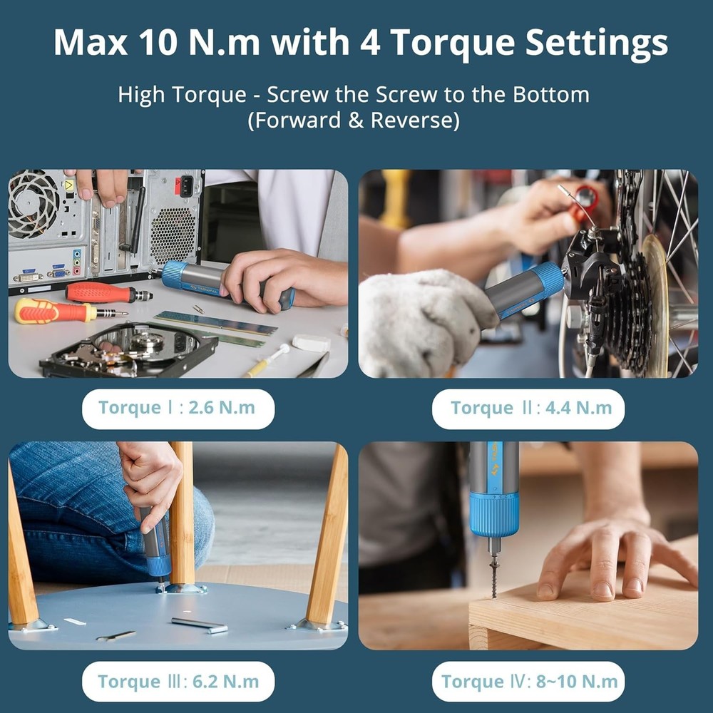 Precision Torque Control 4V Cordless Screwdriver with Automatic Shutdown Feature