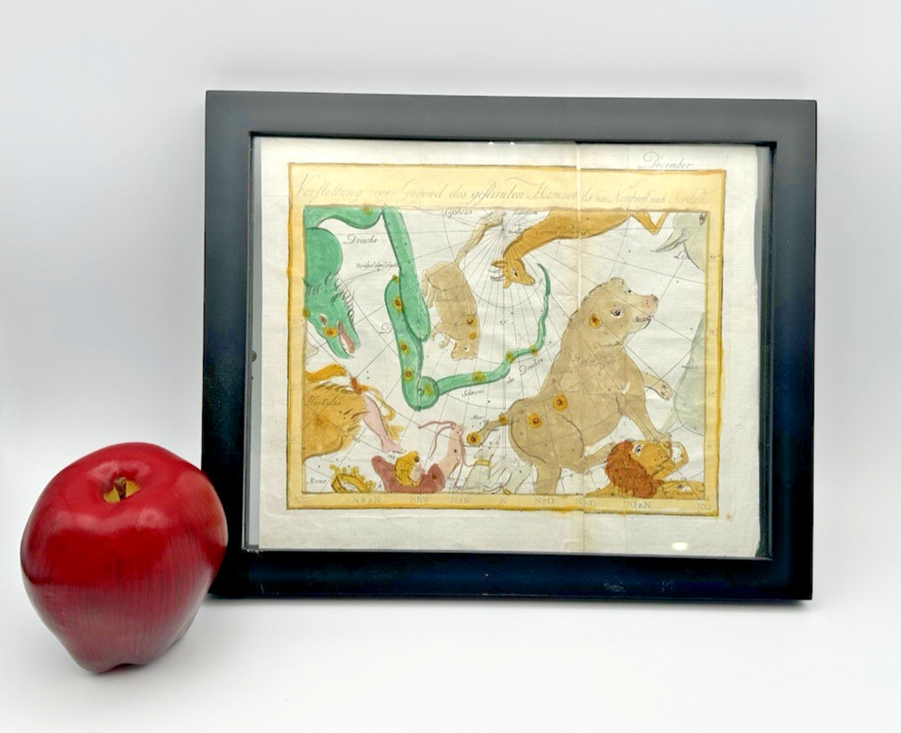 1777 BODE Hand Colored CELESTIAL CHART for December - Celestial Atlas Page