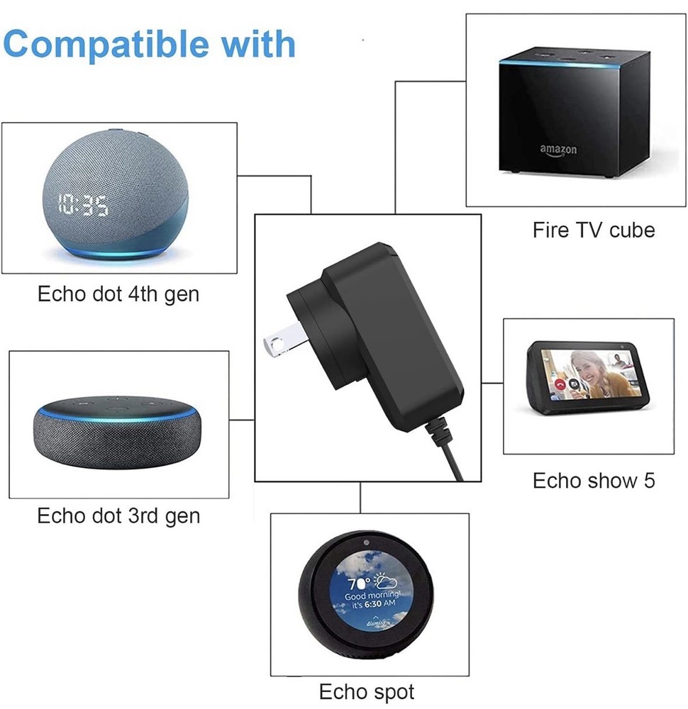 15W Echo Replacement Power Cord for Amazon Echo Dot