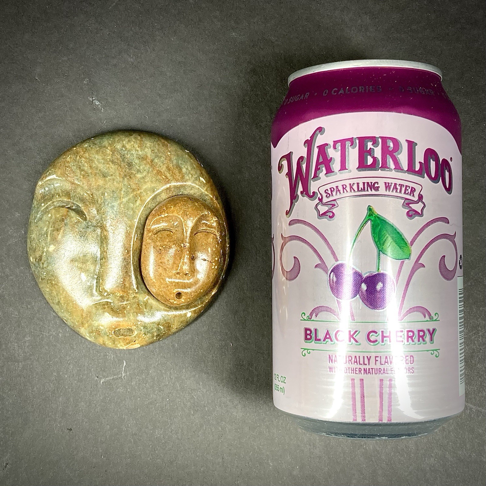 Alaska Native Handcrafted Stone Spirit In Eye Mask Soapstone Hangable Carving 3”